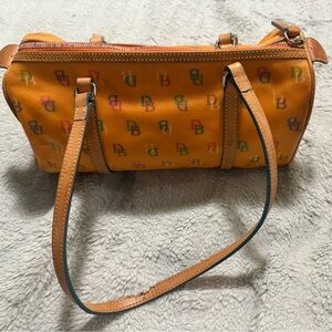 Dooney & Bourke Multicolor Logo Orange Barrel Shoulder Bag